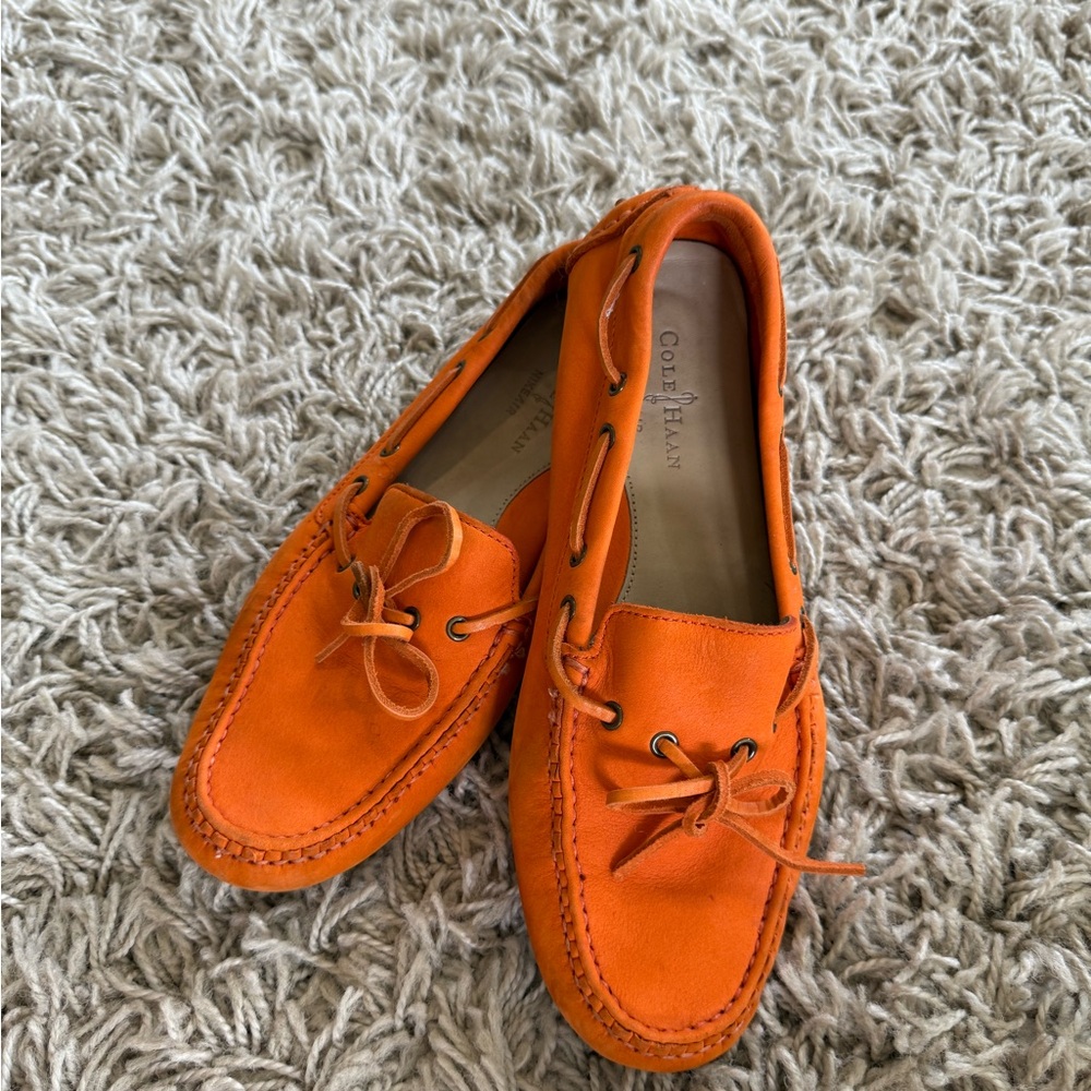 Cole Haan Bright Orange Moccasins
